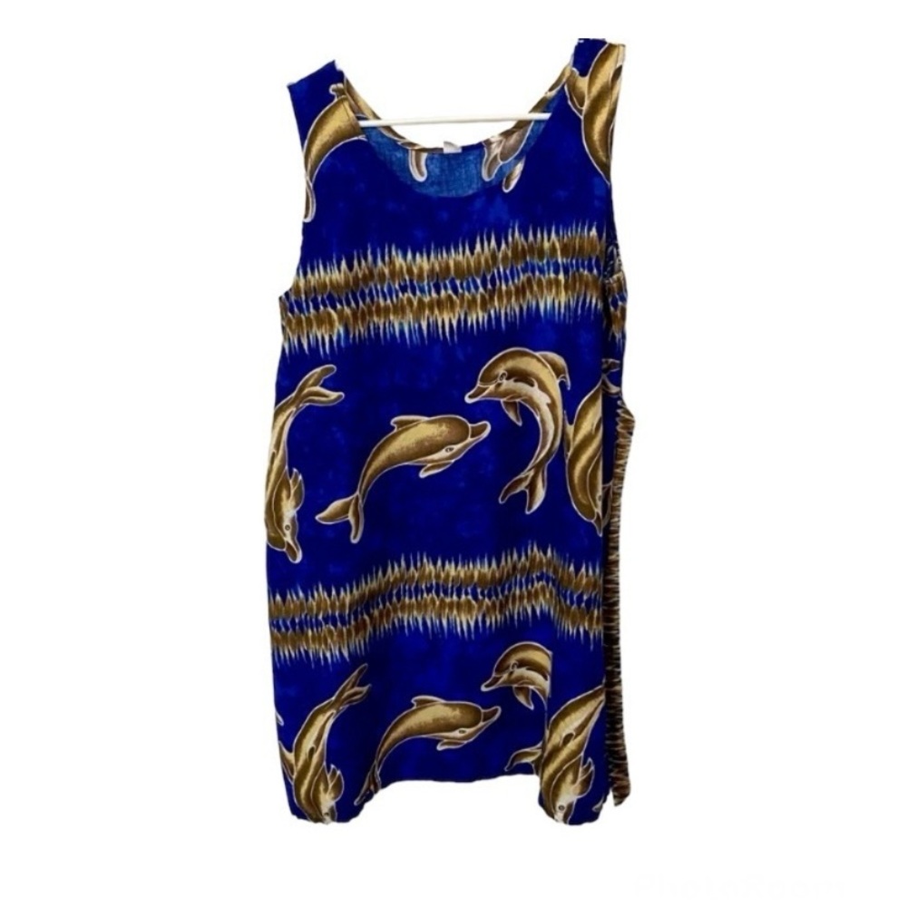 Vintage Dolphin Print Sleeveless Sun Dress One Size